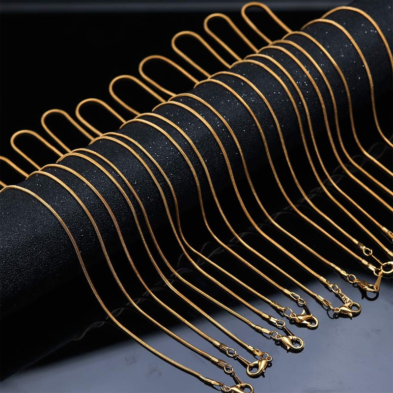 Forise 24 Pcs Gold Plated and Silver Plated 1.2 mm Snake Chains Necklace with Lobster Clasps for Jewelry Making,18 Inch and 20 Inch - Image 2